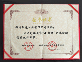 2013錦州市“安康杯”競(jìng)賽活動(dòng)優(yōu)秀組織單位